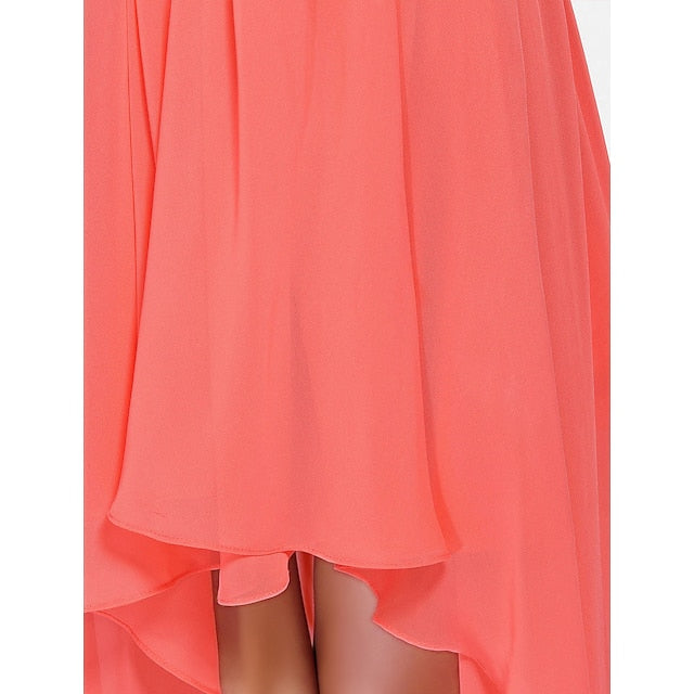 Luolandi Ball Gown / A-Line Bridesmaid Dress Sweetheart Neckline / Strapless Sleeveless Lace Up Asymmetrical / Short / Mini Chiffon with Criss Cross / Ruched