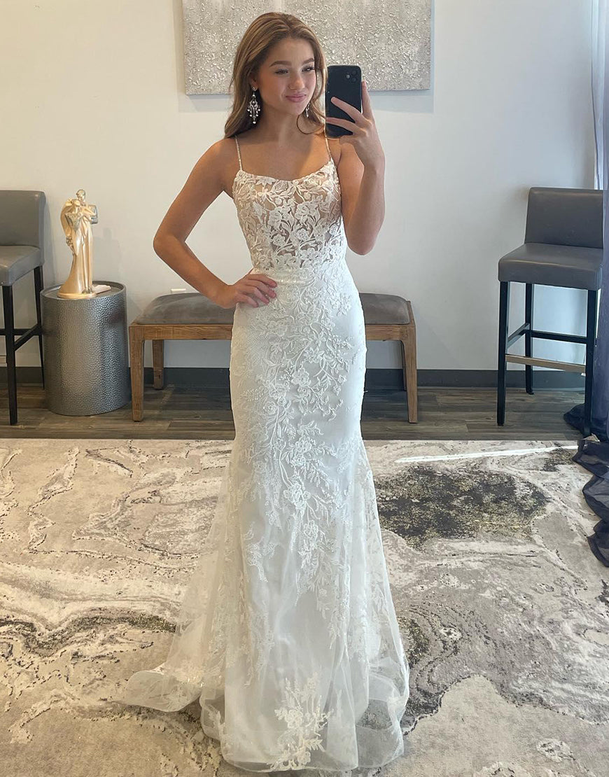 Luolandi Lace Sheath Prom Dress Floor Length Beautiful