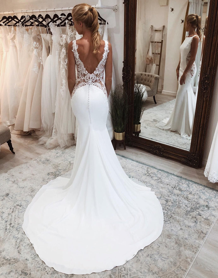 Luolandi Mermaid Boho Wedding Dress with Lace Beautiful