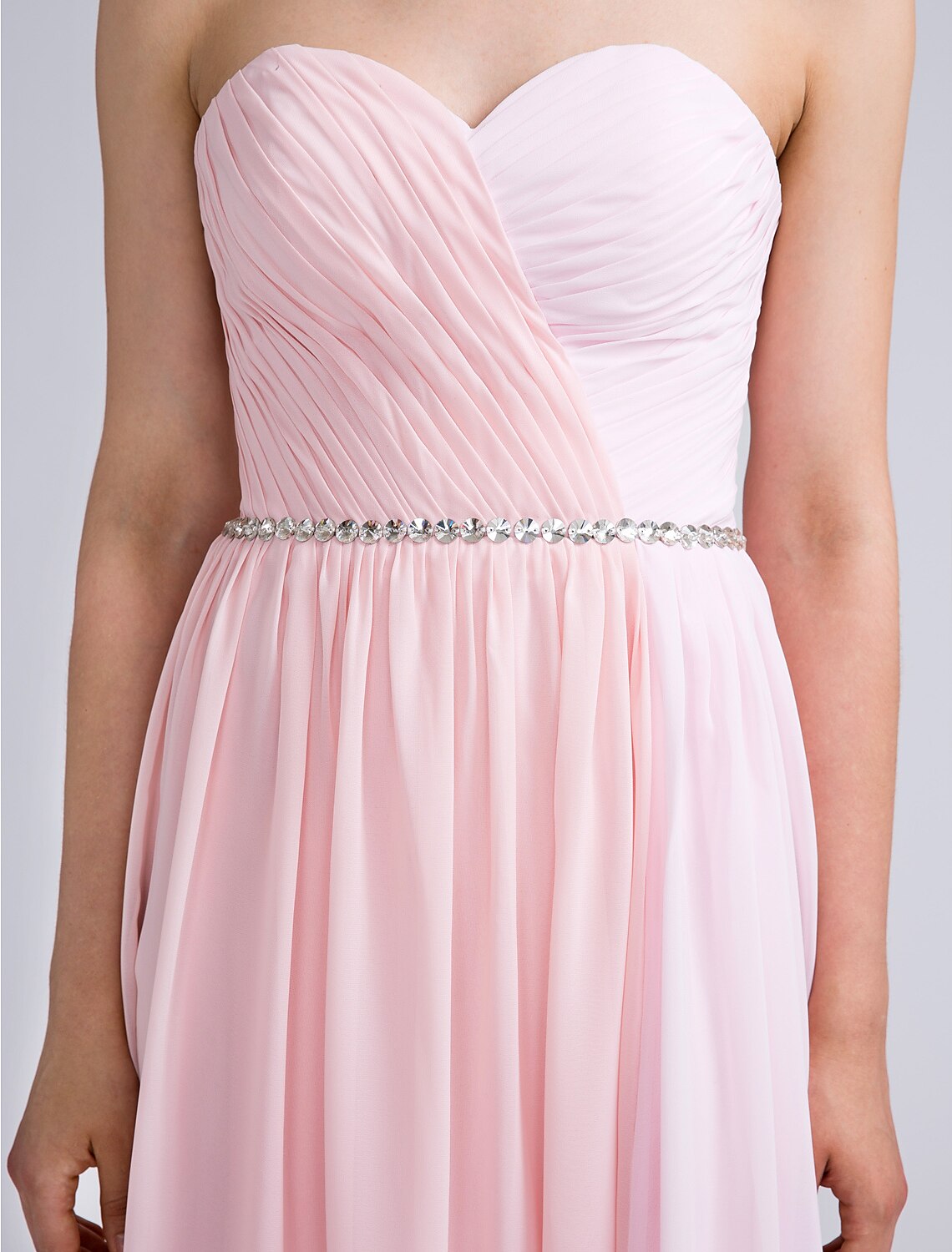 Luolandi Sheath / Column Bridesmaid Dress Sweetheart Sleeveless Open Back Floor Length Chiffon