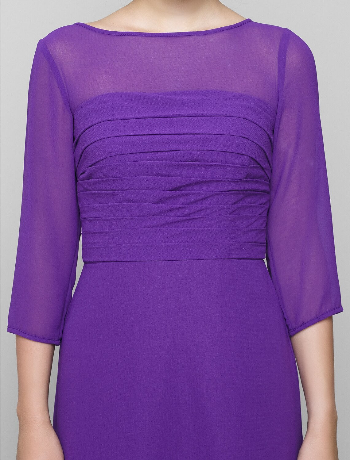 Luolandi A-Line Mother of the Bride Dress Elegant Scoop Neck Ankle Length Chiffon 3/4 Length Sleeve