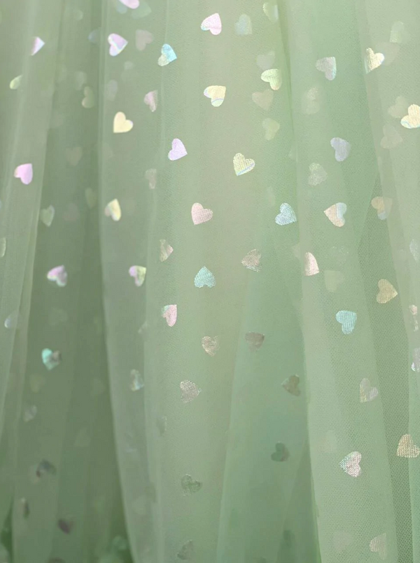 Luolandi Corset Glitter Hearts Above Knee Length Tulle Dress Long Sleeve Beautiful Homecoming Dress