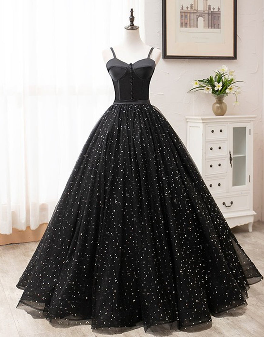Luolandi Ball Gown Sweetheart Black Prom Dress Floor Length Sexy