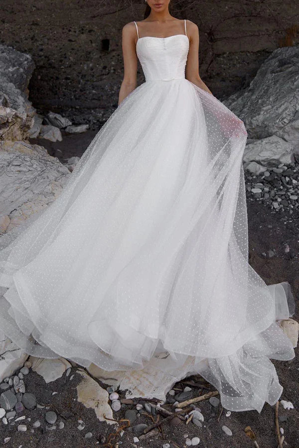 Luolandi A-line shoulder strap auditorium casual wedding dress minimalist bride dress Beautiful