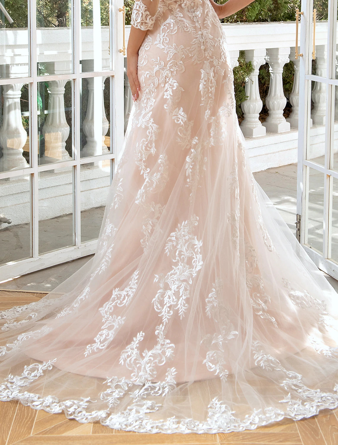 Luolandi Engagement Formal Wedding Dresses Mermaid / Trumpet Sweetheart Long Sleeve Sweep / Brush Train Lace Bridal Gowns