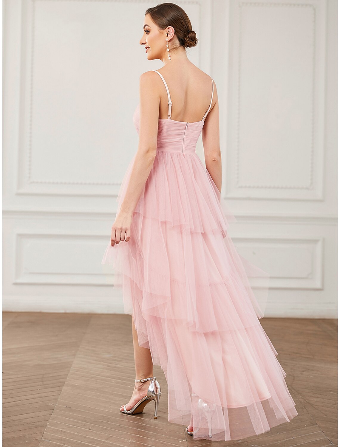 Luolandi A-Line Party Dresses Vintage Dress Prom Knee Length Sleeveless Spaghetti Strap Tulle