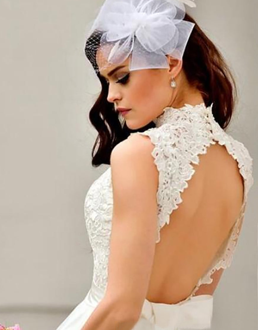 Luolandi Ivory A Line Open Back Sleeveless Bridal Dress Short Wedding Dresses