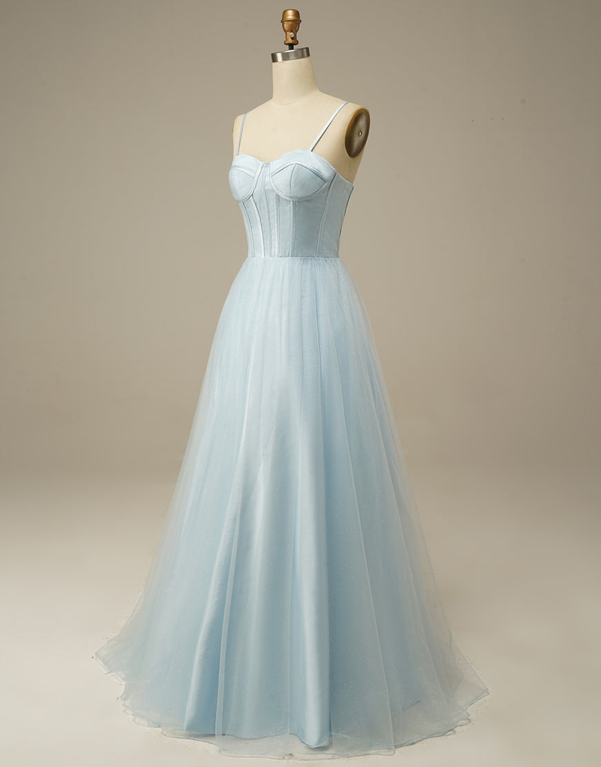 Luolandi Sweetheart Tulle Long Prom Dress Floor Length Beautiful