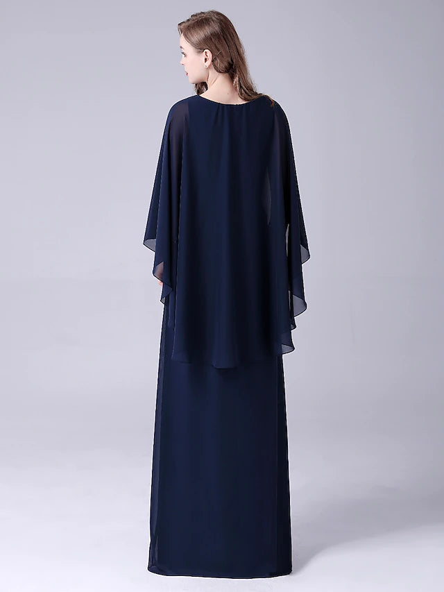 Luolandi A-Line Mother of the Bride Dress Elegant Sweet Jewel Neck Floor Length Chiffon Sleeveless