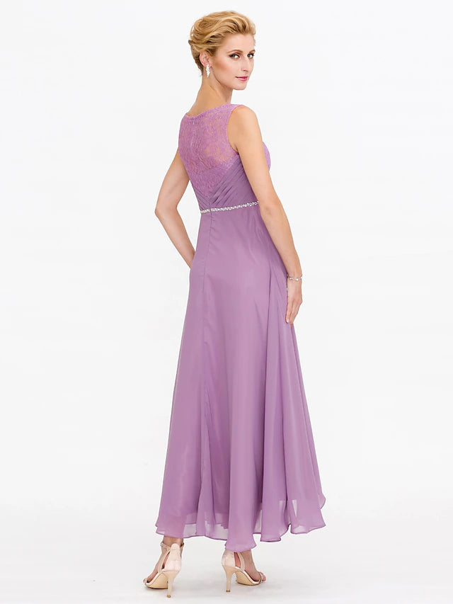 Luolandi Two Piece Ball Gown A-Line Mother of the Bride Dress Formal Church Convertible Dress High Low See Through Illusion Neck Asymmetrical Chiffon Lace 3/4 Length Sleeve