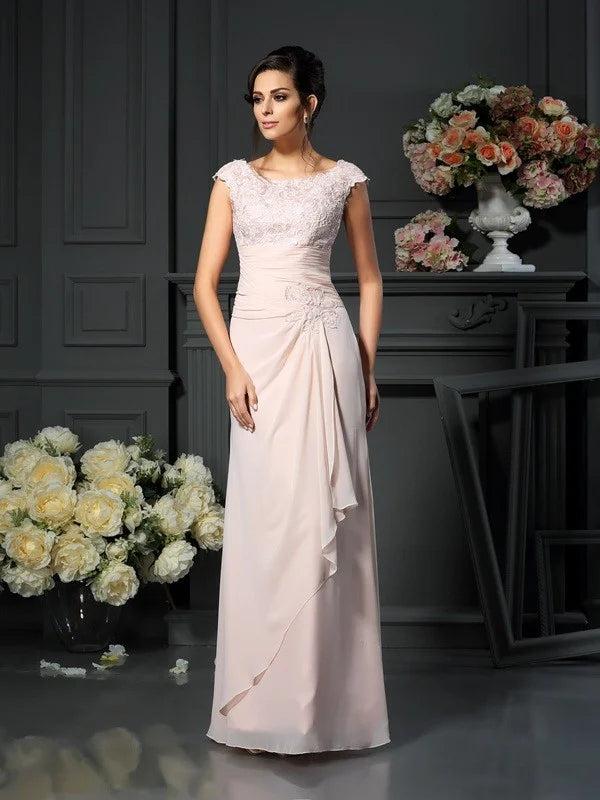 Luolandi A-Line Princess Scoop Lace Sleeveless Long Chiffon Mother of the Bride Dresses Floor Length
