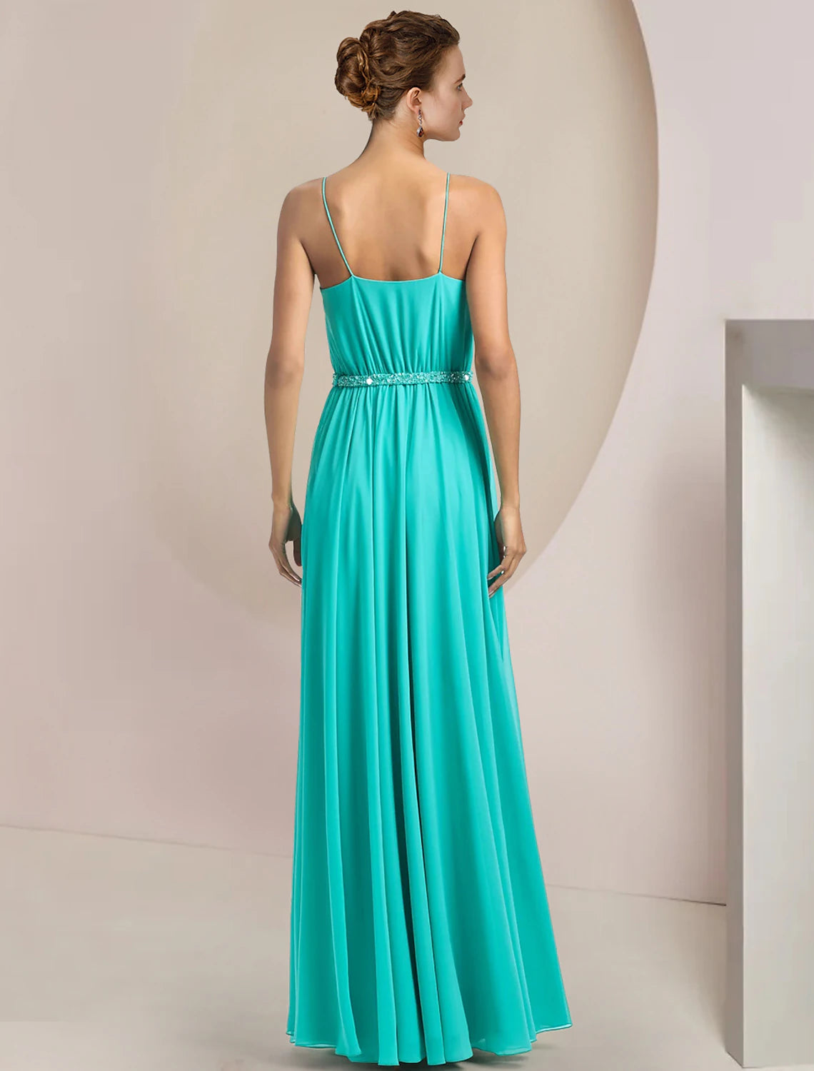 Luolandi Two Piece Jumpsuits Jumpsuit / Pantsuit Mother of the Bride Dress Formal Wedding Guest Elegant Scoop Neck Tea Length Chiffon Sleeveless with Beading