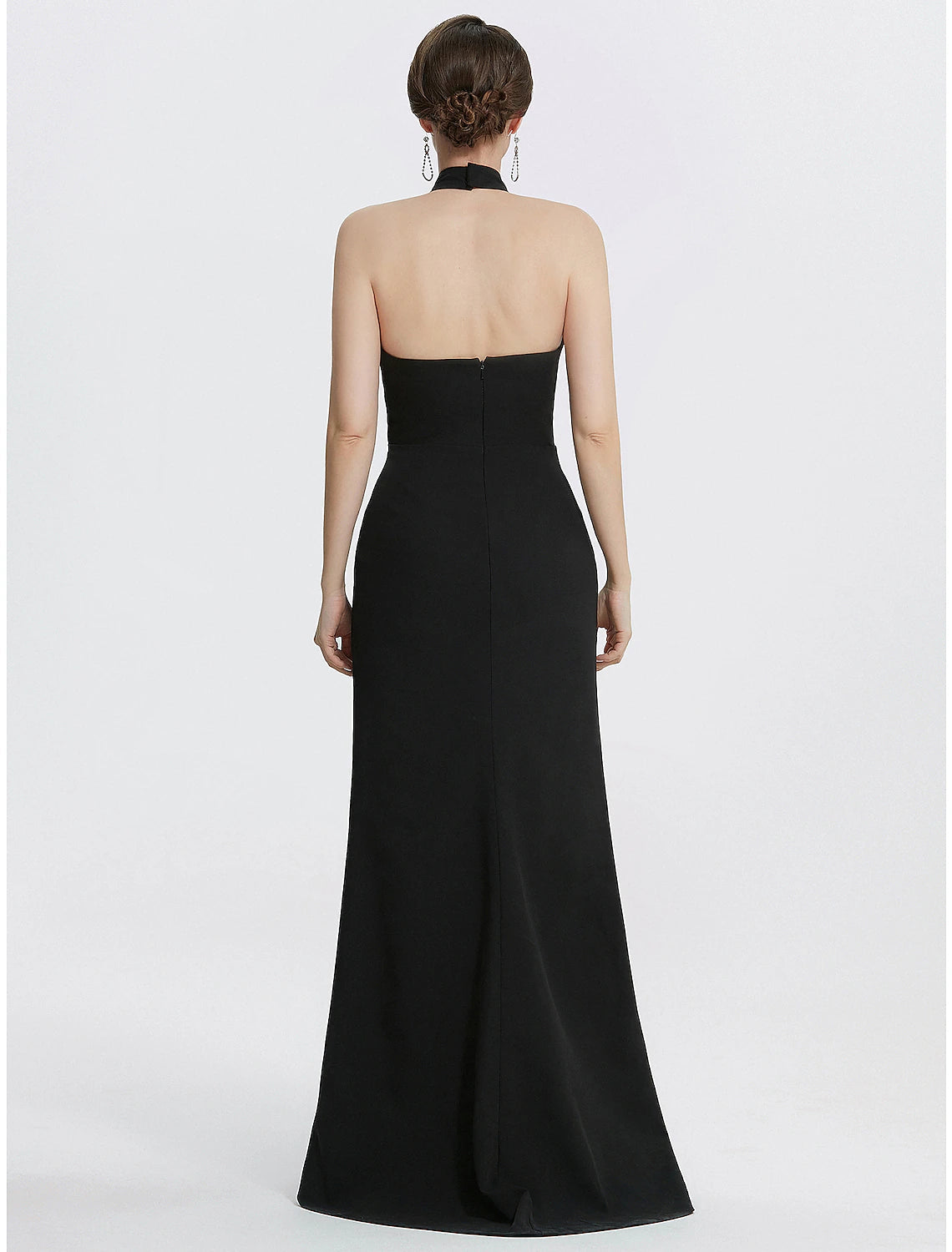 Luolandi Sheath / Column Evening Gown Black Dress Dress Wedding Guest Prom Floor Length Sleeveless Halter Neck Fabric
