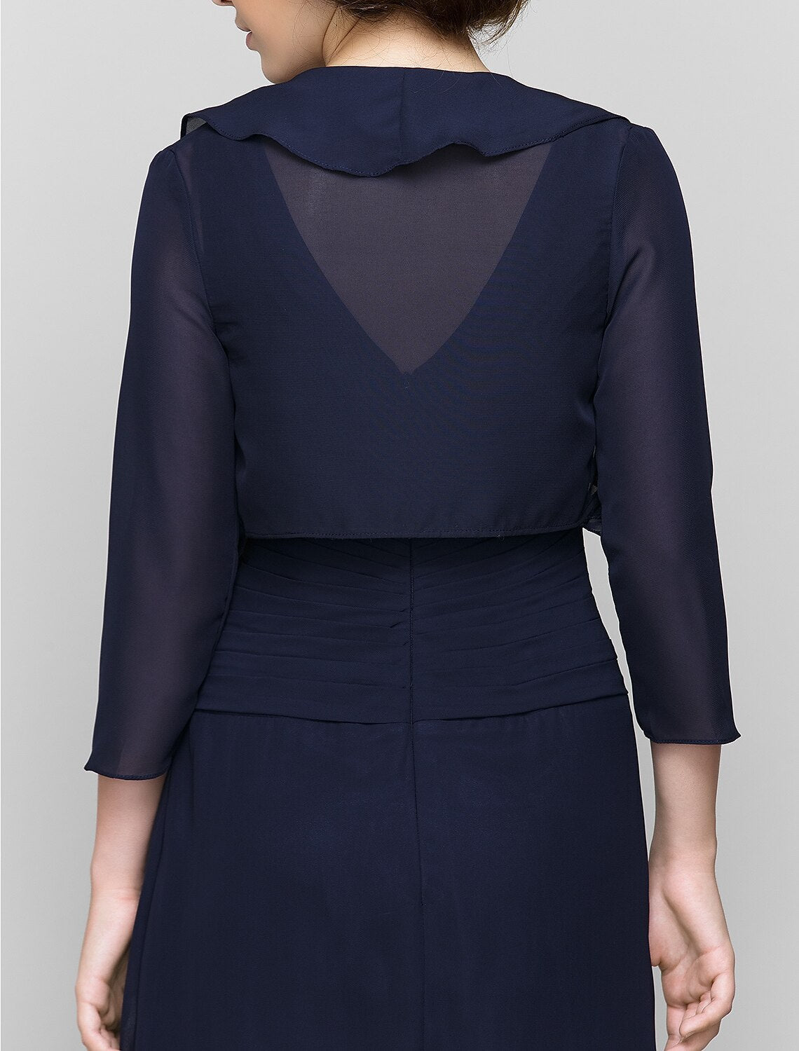 Luolandi Sheath / Column Mother of the Bride Dress Convertible Dress V Neck Floor Length Chiffon 3/4 Length Sleeve with Criss Cross Cascading