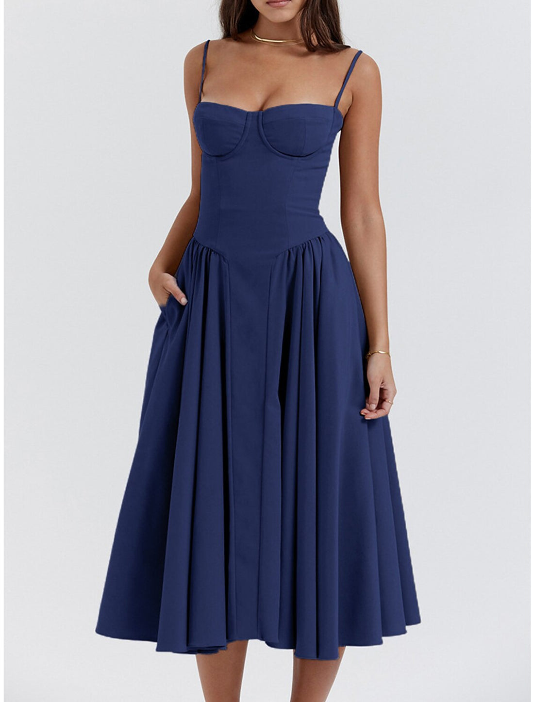 Luolandi Women's Party Dress Cocktail Dress Wedding Guest Dress Midi Dress Black Yellow Light Green Sleeveless Plain Ruched Summer Spring Fall Spaghetti Strap Elegant