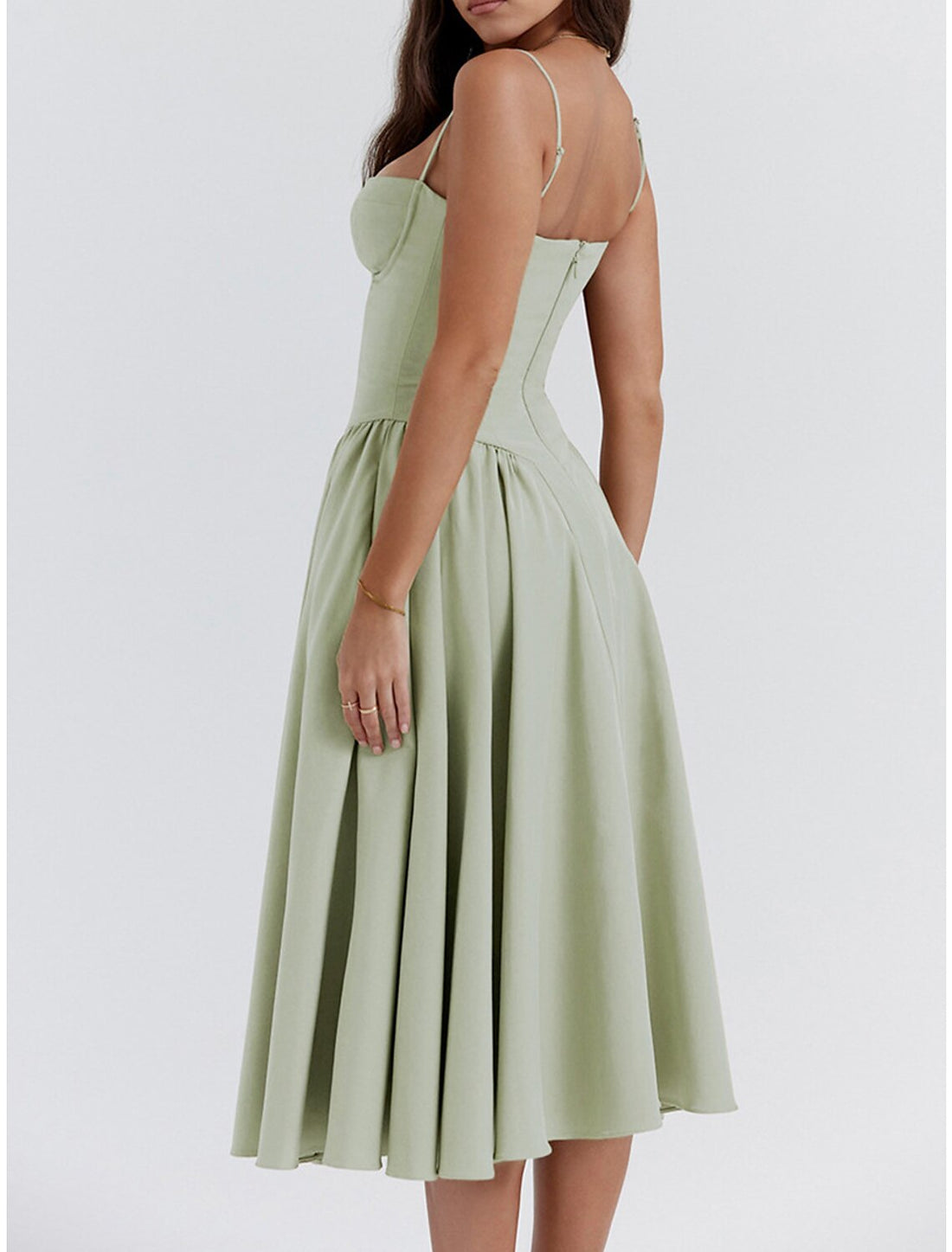 Luolandi Women's Party Dress Cocktail Dress Wedding Guest Dress Midi Dress Black Yellow Light Green Sleeveless Plain Ruched Summer Spring Fall Spaghetti Strap Elegant