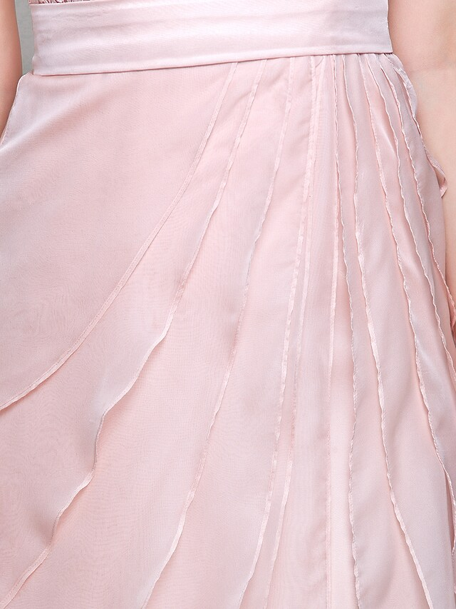 Luolandi Mother of the Bride Dress Jewel Neck Floor Length Chiffon Lace Short Sleeve with Lace Ruffles Candy Pink