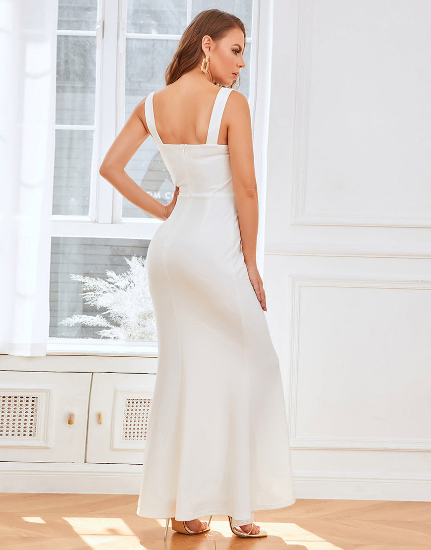 Luolandi Straps Mermaid Bridal Party Dress with Lace Floor Length Beautiful