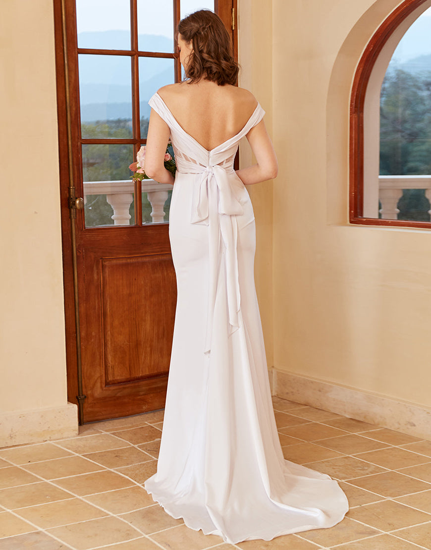 Luolandi Off the Shoulder Mermaid Wedding Dress V-neck Floor Length Sexy