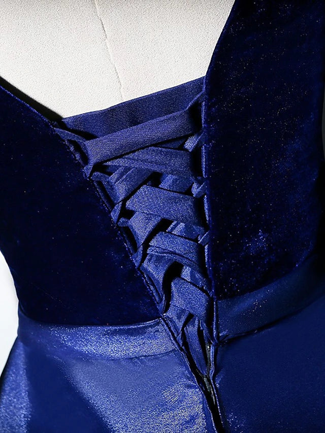 Luolandi A-Line Mother of the Bride Dress Simple Elegant V Neck Floor Length Taffeta Velvet Long Sleeve with Pleats Evening Dresses