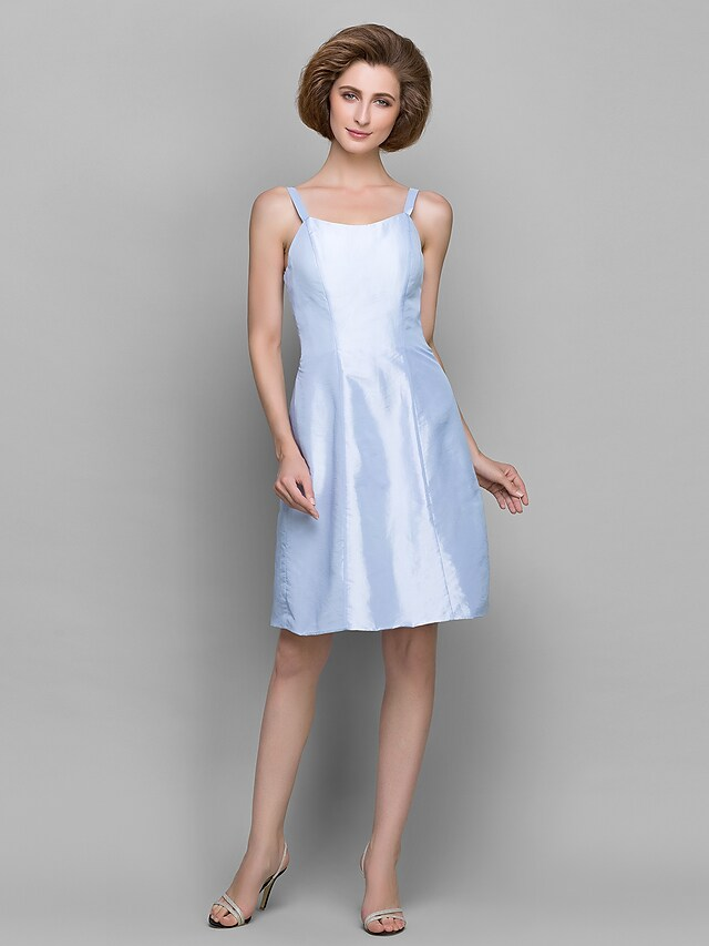 Luolandi Mother of the Bride Dress Convertible Dress Bateau Neck Knee Length Lace Taffeta Length Sleeve with Lace