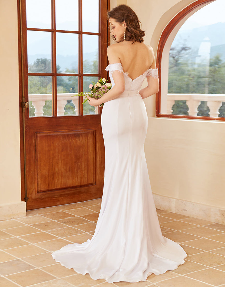 Luolandi Mermaid Off the Shoulder Wedding Dress with Lace Beautiful
