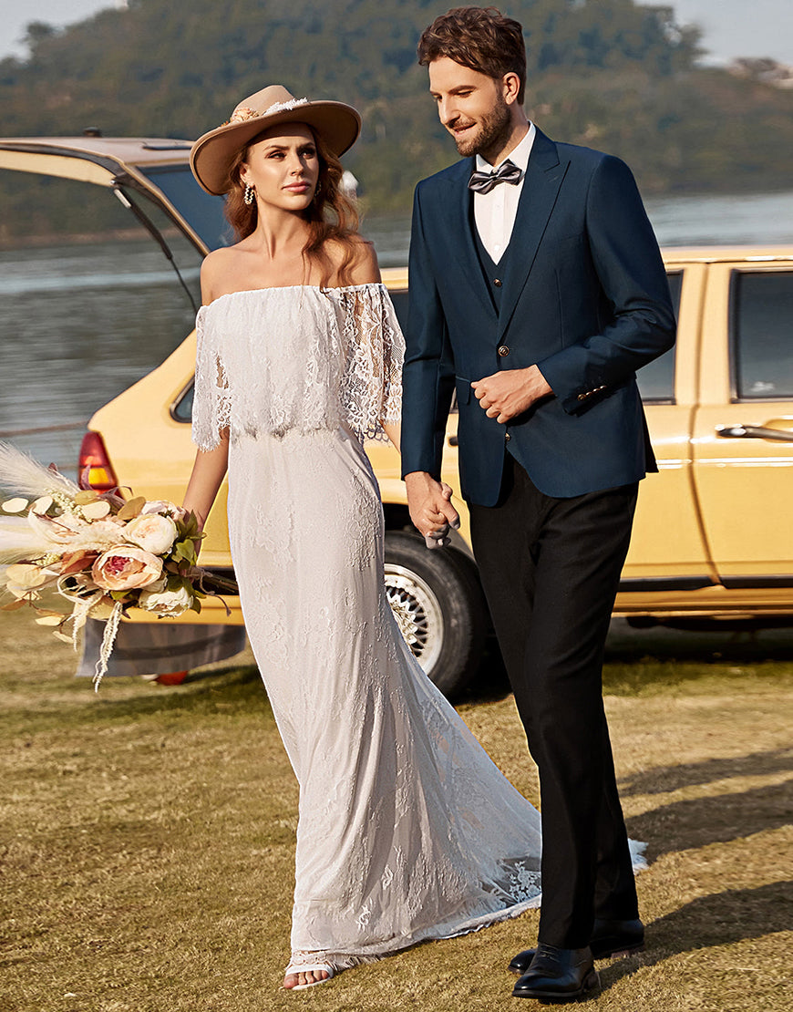 Luolandi Ivory Mermaid Off The Shoulder Lace Boho Wedding Dress Beautiful