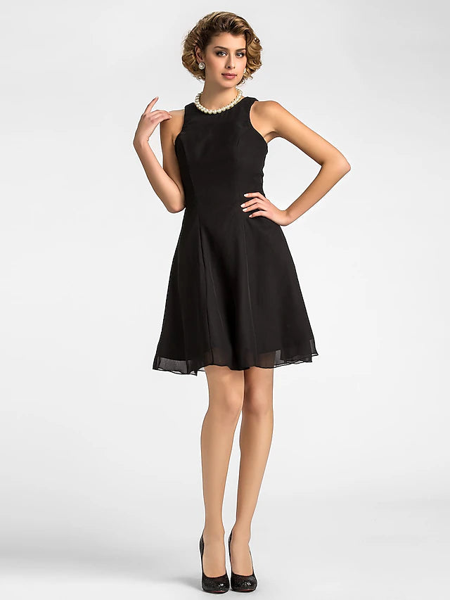 Luolandi A-Line Mother of the Bride Dress Wrap Included Jewel Neck Knee Length Chiffon 3/4 Length Sleeve