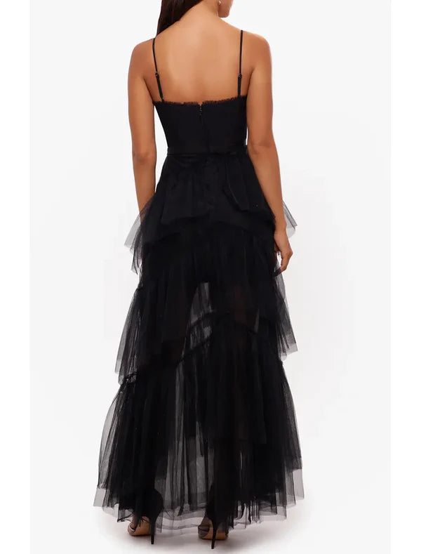 Luolandi Ball Gown Prom Dresses Elegant Dress Formal Prom Floor Length Sleeveless Spaghetti Strap Tulle with Ruched Evening Dress