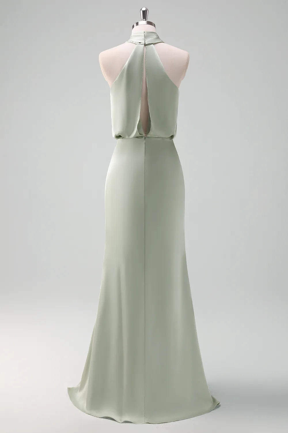 Luolandi Dusty Sage Halter Sheath Satin Bridesmaid Dress Elegant Evening Party Dress Formal Dress