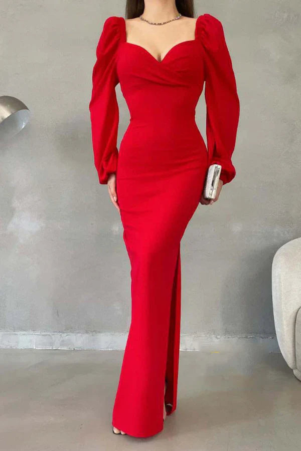 Luolandi Minimally Tight Sweetheart Long Sleeve Long Evening Dress Sexy