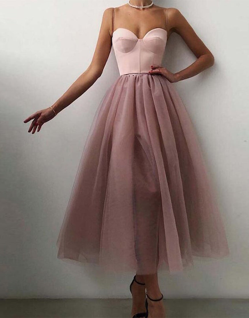 Luolandi Tulle Simple Sweetheart Prom Dress With Slit Homecoming Dress Evening Party Dress