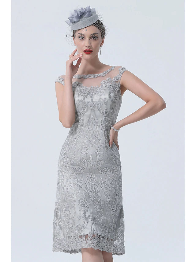 Luolandi Two Piece Mother of the Bride Dress Church Vintage Plus Size Sexy Jewel Neck Tea Length Chiffon 3/4 Length Sleeve