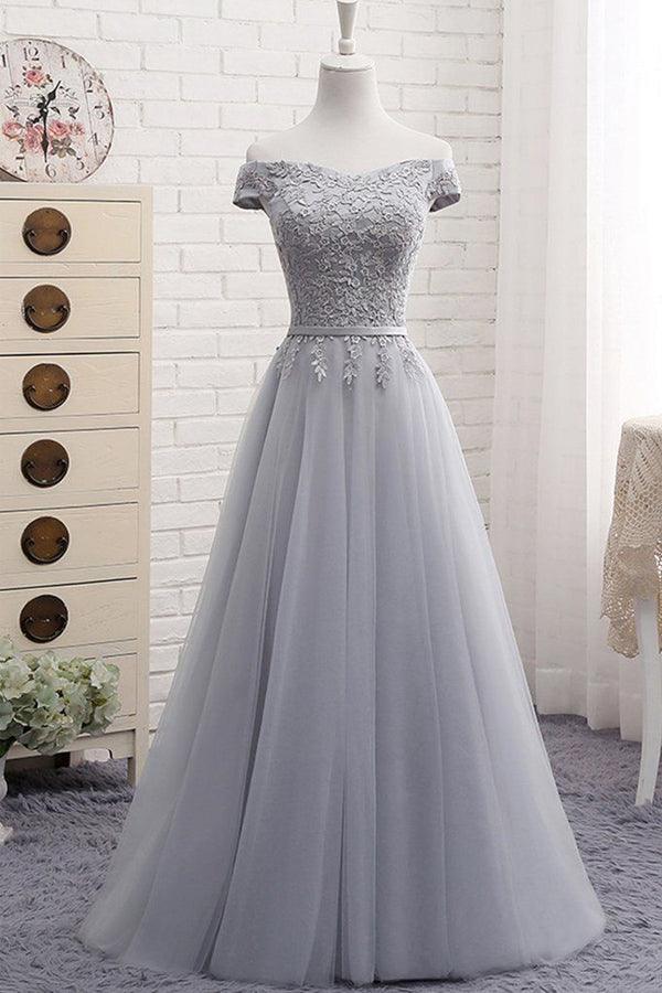 Luolandi A-Line Sweetheart Off The Shoulder Tulle Lace Elegant Prom Dress Floor Length