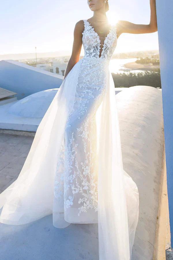 Luolandi Charming V-neck lace fishtail wedding dress Beautiful