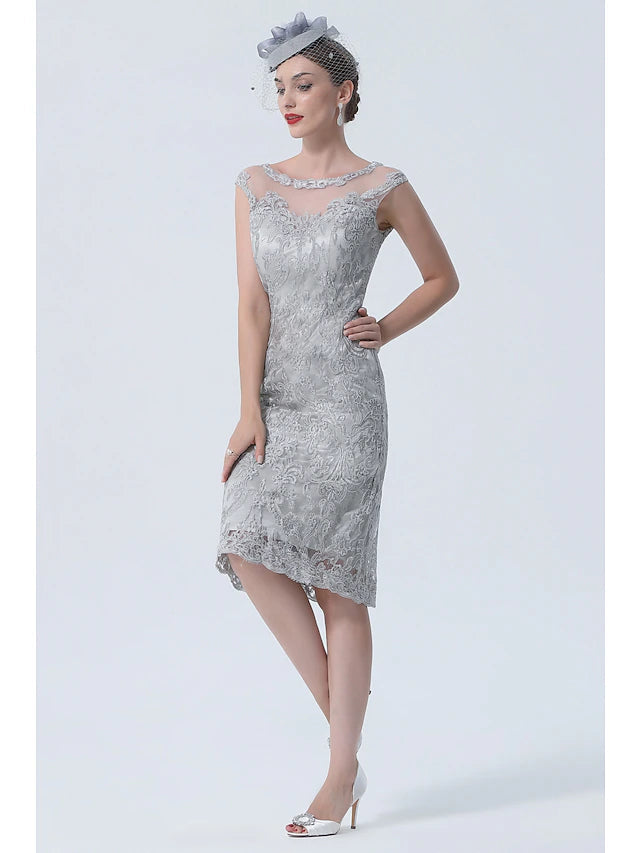 Luolandi Two Piece Mother of the Bride Dress Church Vintage Plus Size Sexy Jewel Neck Tea Length Chiffon 3/4 Length Sleeve