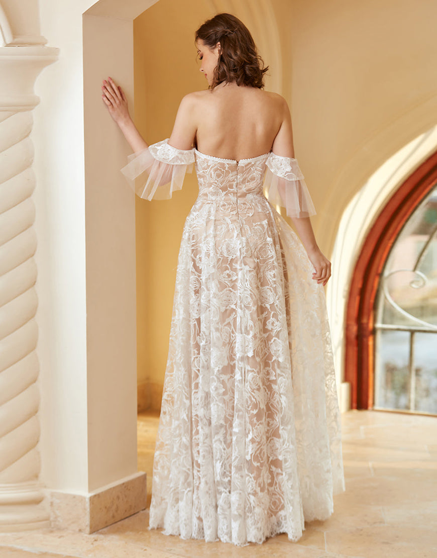 Luolandi Gorgeous A Line Off the Shoulder Lace Wedding Dress Beautiful Sexy