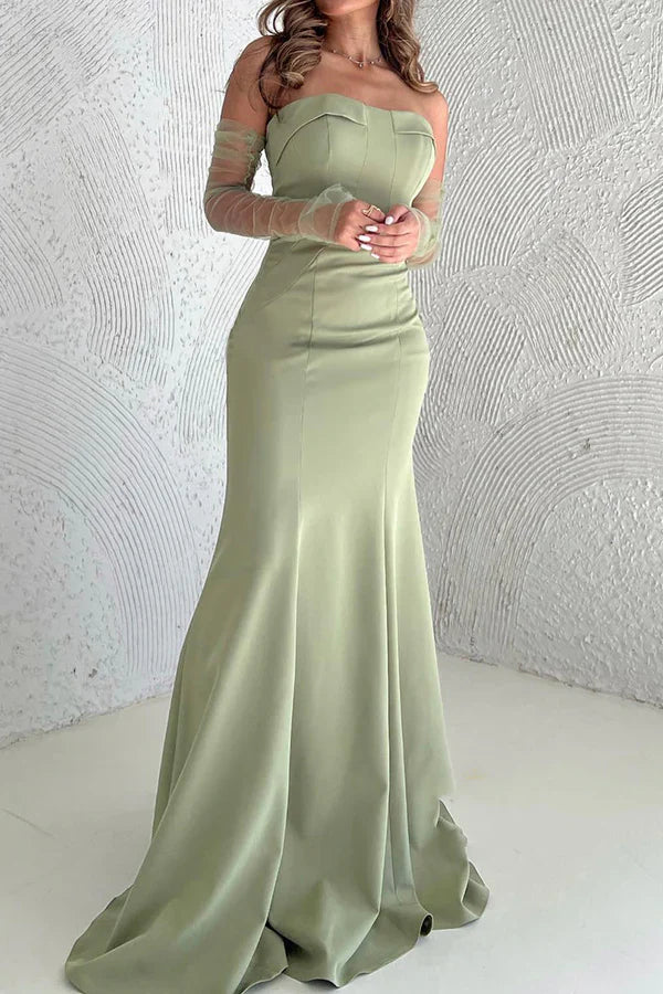 Luolandi Shoulderless speaker paired with train party dance evening dress Off Shoulder