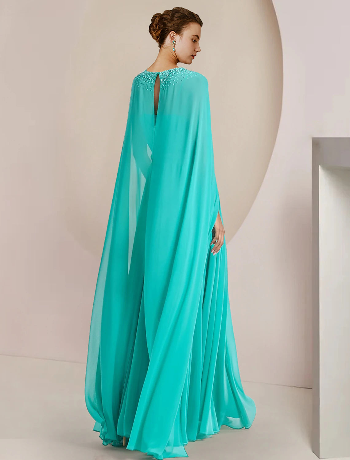 Luolandi Two Piece Jumpsuits Jumpsuit / Pantsuit Mother of the Bride Dress Formal Wedding Guest Elegant Scoop Neck Tea Length Chiffon Sleeveless with Beading