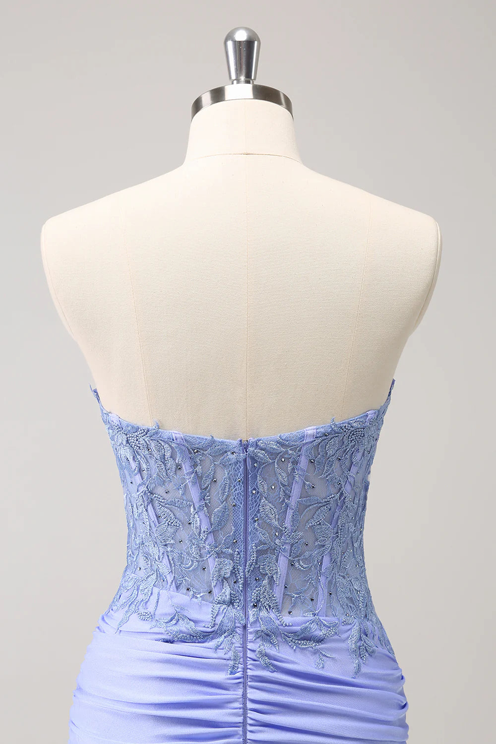 Luolandi Lilac Strapless Lace Tight Homecoming Dress Off Shoulder Sexy Party Dress