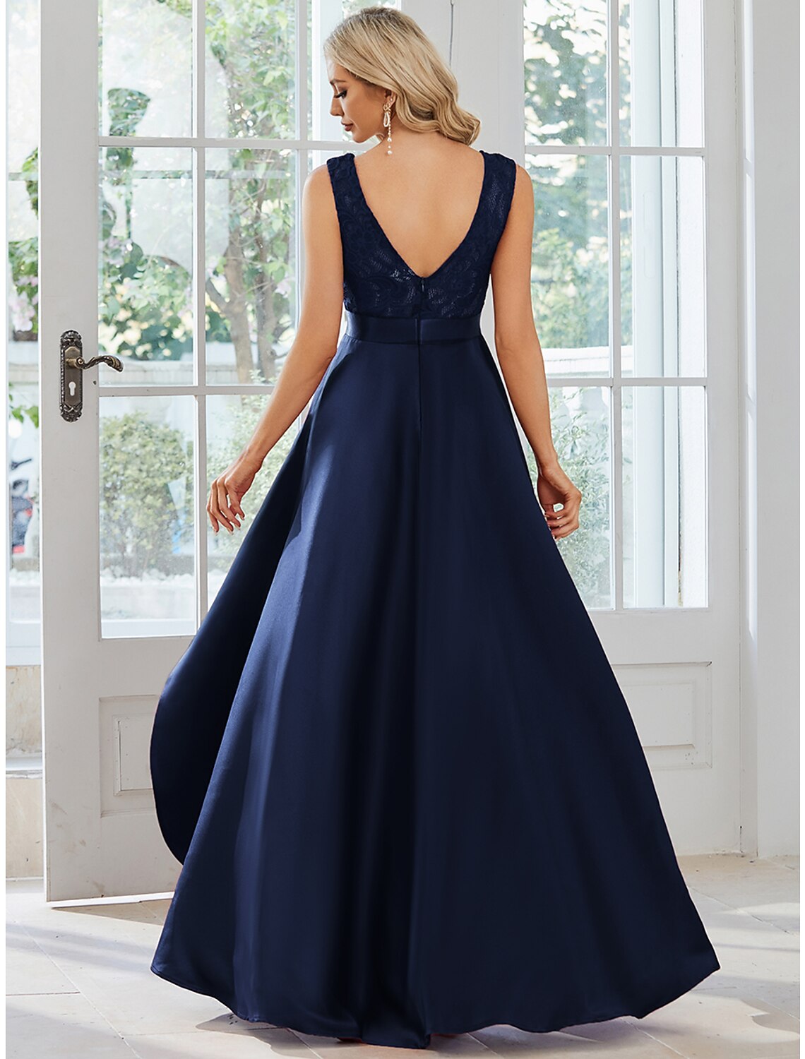 Luolandi A-Line Wedding Guest Dresses Casual Dress Party Wear Asymmetrical Sleeveless Jewel Neck Satin
