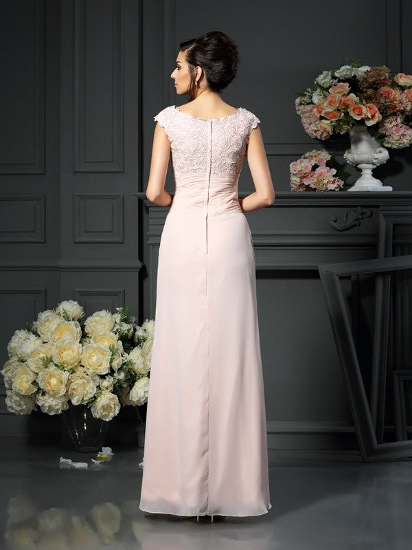 Luolandi A-Line Princess Scoop Lace Sleeveless Long Chiffon Mother of the Bride Dresses Floor Length