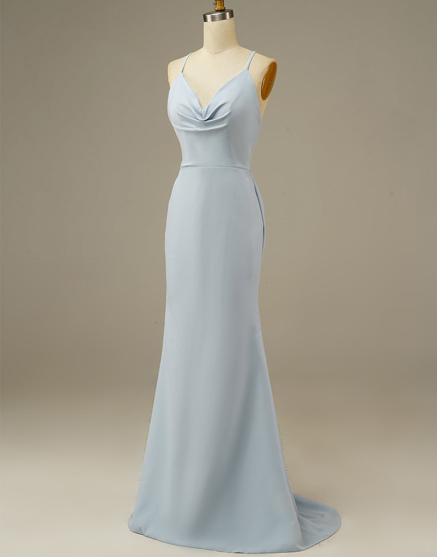 Luolandi Simple Light Blue Mermaid Prom Dress Floor Length Sexy Evening Party Dresses