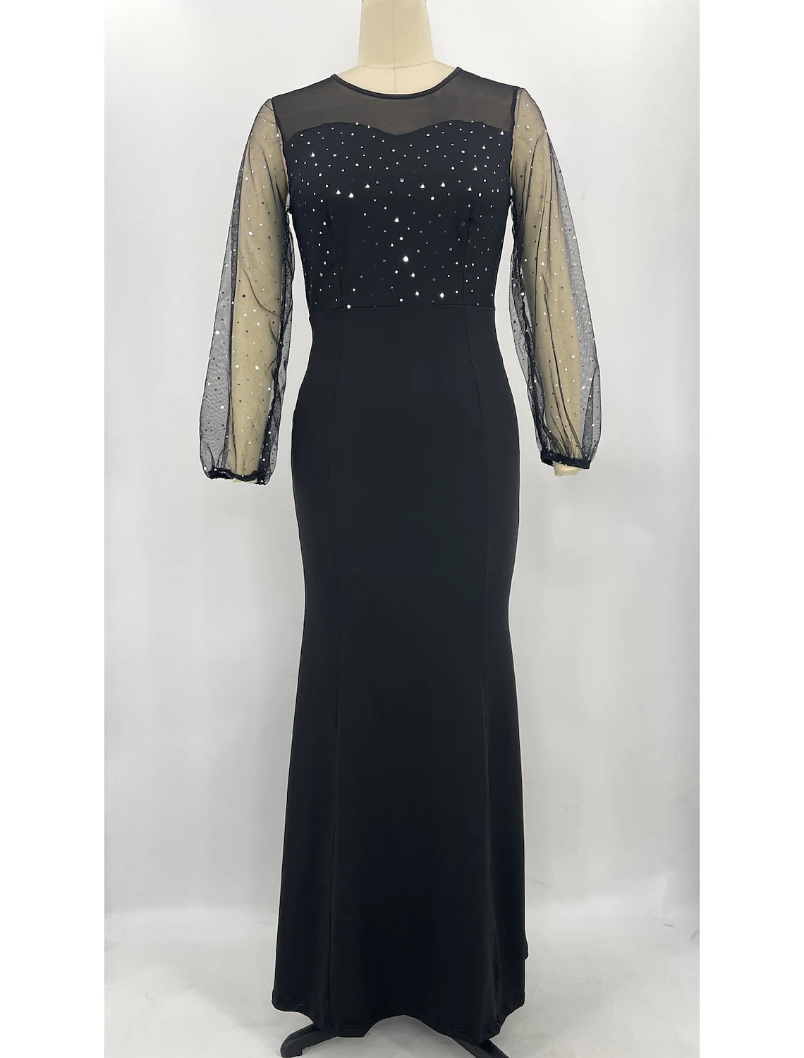 Luolandi Mermaid / Trumpet Party Dresses Sparkle & Shine Dress Formal Floor Length Long Sleeve Jewel Neck Spandex with Rhinestone