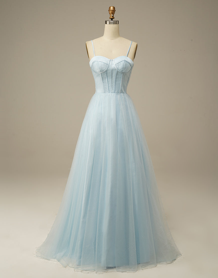 Luolandi Sweetheart Tulle Long Prom Dress Floor Length Beautiful