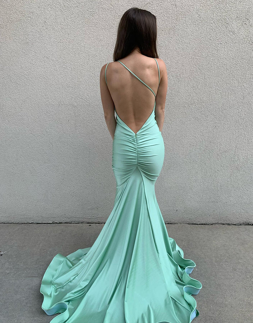 Luolandi Green Mermaid Backless Long Prom Dress Sexy Evening Dresses