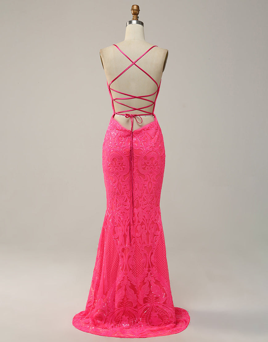 Luolandi Lace Mermaid Long Prom Dress V-neck Evening Dresses Sexy Royal Blue