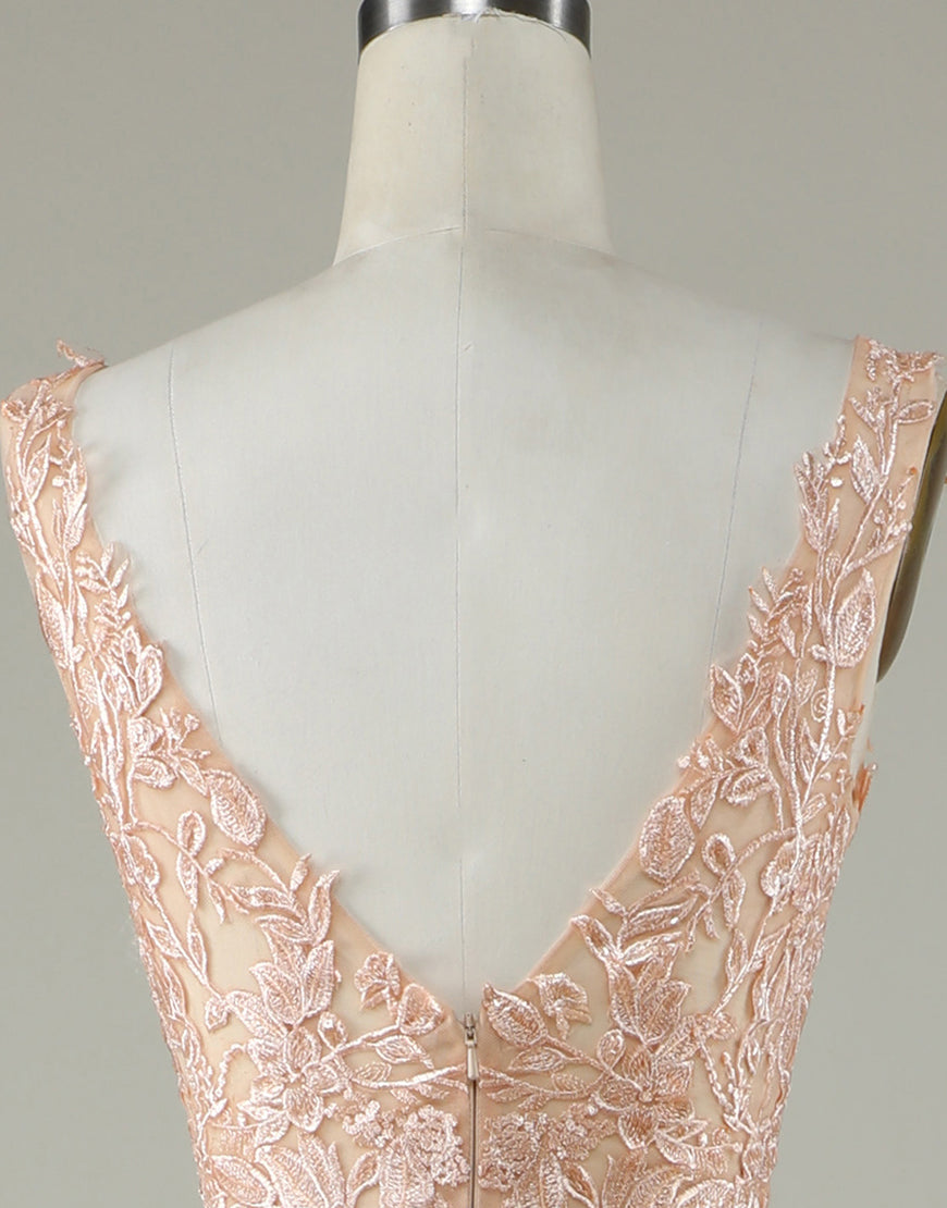 Luolandi V Neck A Line Ivory Wedding Dress With Appliques Floor Length Beautiful Prom Dresses