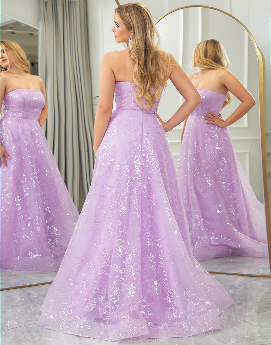 Luolandi Sparkly Lilac A Line Off The Shoulder Long Prom Dress Beautiful
