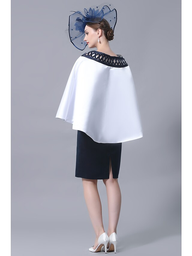 Luolandi Mother of the Bride Dress Plus Size Elegant Vintage Straight Neckline Knee Length Satin Sleeveless with Sash Ribbon Beautiful